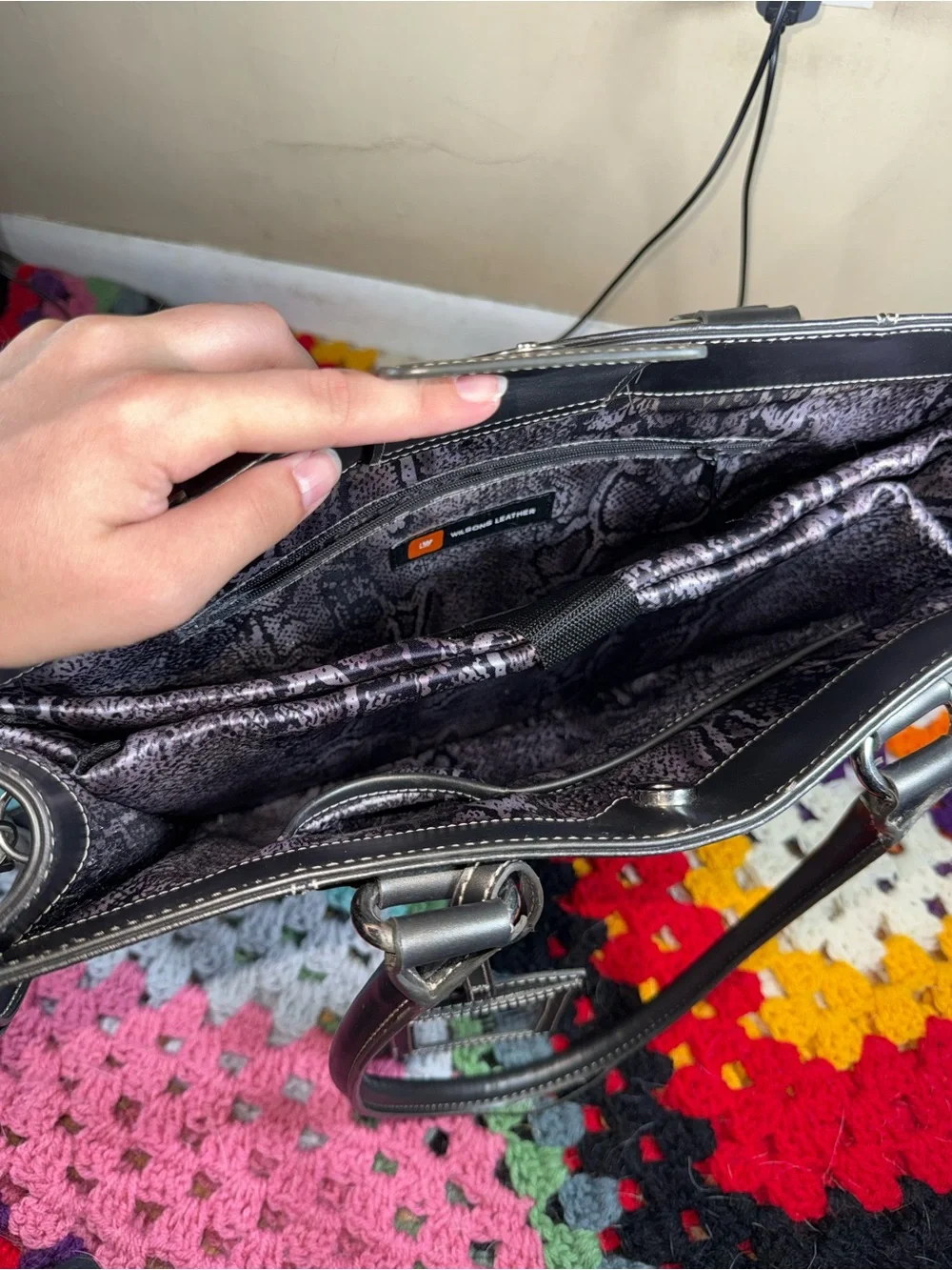 Wilsons Leather Black Leather Laptop Tote